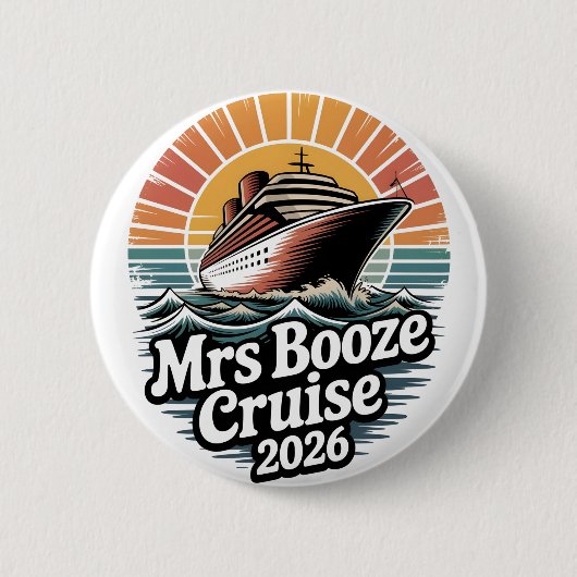 Mrs Booze Cruise 2026 Matching Couples  缶バッジ (正面)