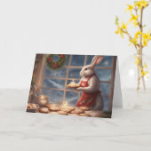 Mrs.Bunny serving Christmas baked goods カード (黄色い花)