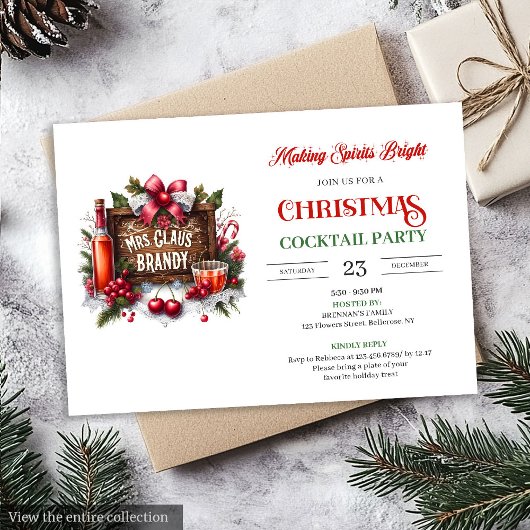 Mrs. Claus Brandy Holiday Cocktails Party 招待状