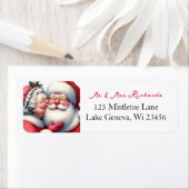 Mrs Clause Santa Cute キスをする Christmas ラベル (インサイチュ)