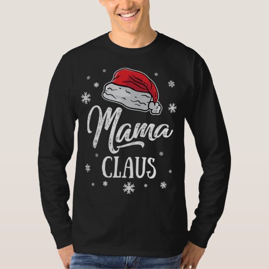 Mrs. Mama Santa Claus Christmas Mom Matching Famil Tシャツ (正面)