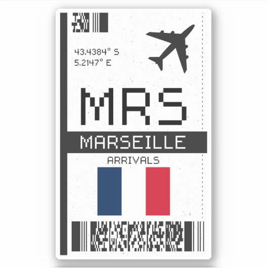 MRS Marseille,フランス搭乗券 – 空港 シール (正面)