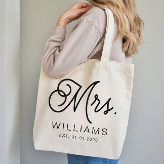 Mrs Modern Script Custom Wedding Newlywed Gift トートバッグ