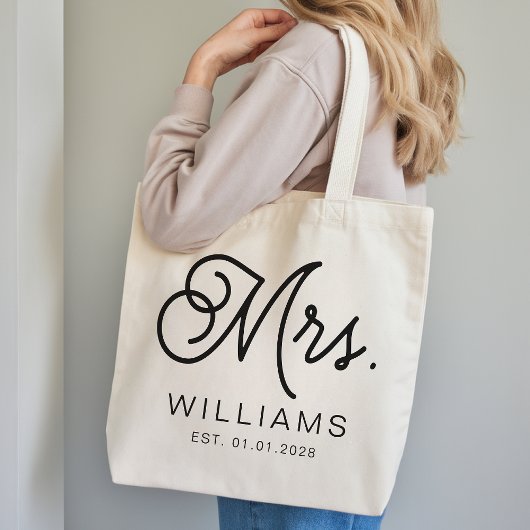 Mrs Modern Script Custom Wedding Newlywed Gift トートバッグ