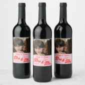 Mrs. & Mrs.かわいいレズビアンの写真は結婚ありがとう ワインラベル (ボトル)