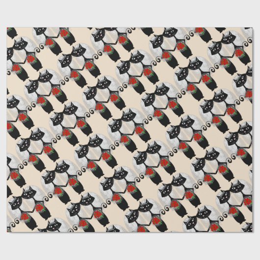 Mrs + Mrs.レズビアンの結婚猫かわいい花嫁結婚さん ラッピングペーパー (フラット)