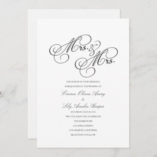 Mrs. & Mrs. | レズビアン ウェディング インビテーション (正面/裏面)