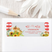Mrs & Mrs 牧場風の秋のかぼちゃの結婚式の住所表示 ラベル (インサイチュ)
