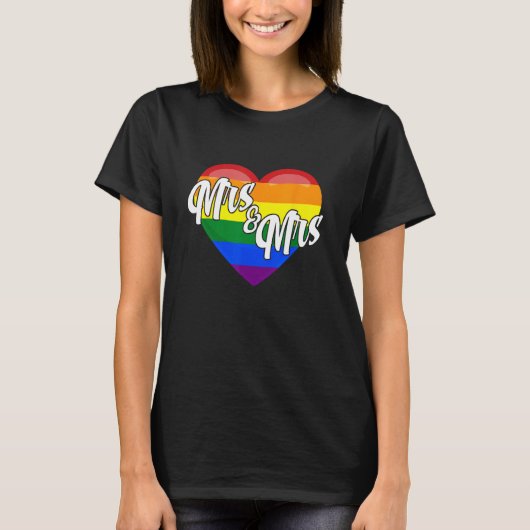 Mrs & Mrs Lesbian Gay LGBTQ Pride Month Support Gr Tシャツ (正面)