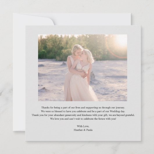 MRS & MRS Wedding Black Fancy Minimalist Branches サンキューカード (裏面)