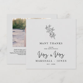 MRS & MRS Wedding Black Fancy Minimalist Branches サンキューカード