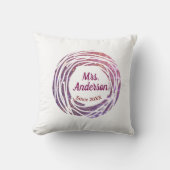 Mrs name pink mauve border since year wedding brid クッション (正面)