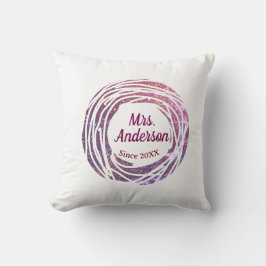 Mrs name pink mauve border since year wedding brid クッション