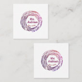 Mrs name pink mauve border since year wedding brid スクエア名刺 (正面/裏面)