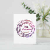 Mrs name pink mauve border since year wedding brid ポストカード (スタンド正面)
