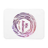 Mrs name pink mauve border since year wedding brid マグネット (横)
