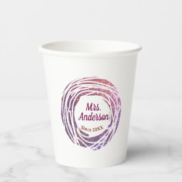 Mrs name pink mauve border since year wedding brid 紙コップ