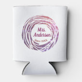 Mrs name pink mauve border since year wedding brid 缶クーラー (正面)