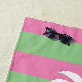 Mrs. Palm Tree Beachy Pink Green Wedding Gift ビーチタオル (インサイチュ)