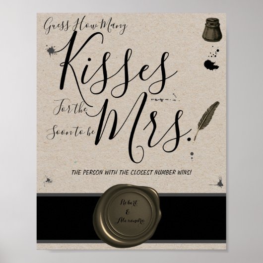 Mrs Pen & Inkwellのキスの数ゲームのサイン ポスター (正面)