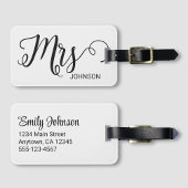 Mrs Personalized Elegant Script Bride Name White ラゲッジタグ