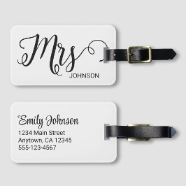 Mrs Personalized Elegant Script Bride Name White ラゲッジタグ