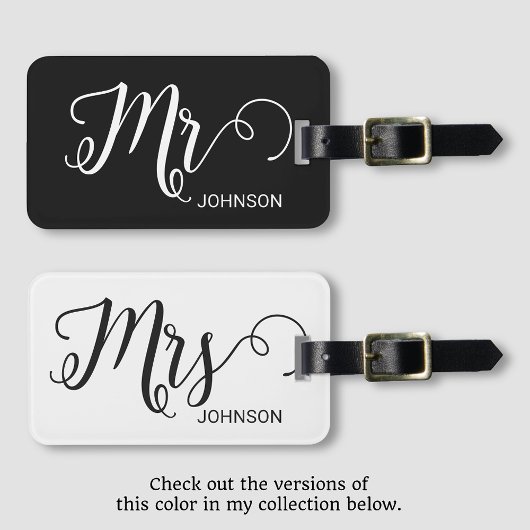 Mrs Personalized Elegant Script Bride Name White ラゲッジタグ