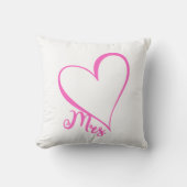 Mrs. Pink Heart Throw Pillow クッション (正面)