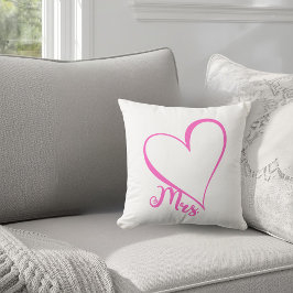 Mrs. Pink Heart Throw Pillow クッション