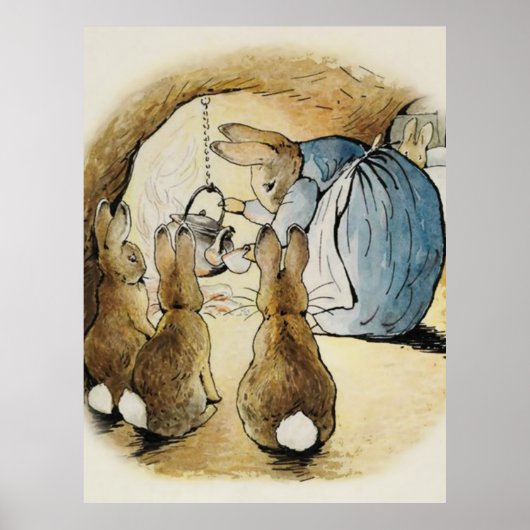 Mrs Rabbit Pours Tea by Beatrix Potter ポスター (正面)