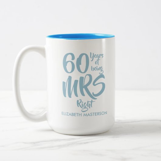 Mrs Right 楽しい 60th ダイヤモンド結婚記念日 ツートーンマグカップ (左)