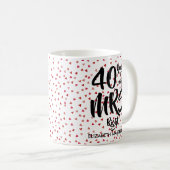 Mrs Right 40周年 ルビーハートのカラフルな装飾 コーヒーマグカップ (正面右)