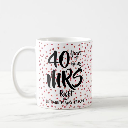 Mrs Right 40周年 ルビーハートのカラフルな装飾 コーヒーマグカップ (左)