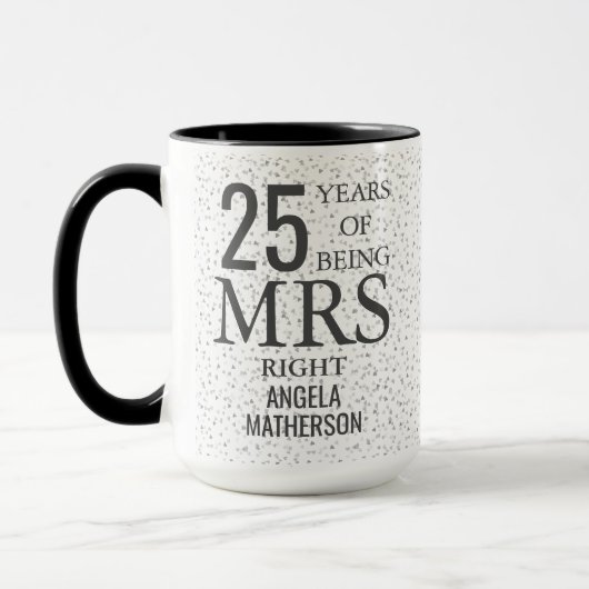 Mrs Right Fun 結婚25周年記念シルバーハート マグカップ (左)