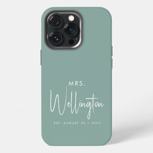 Mrs Script グリーン カスタム ブライド 新婚 iPhoneケース (裏面)