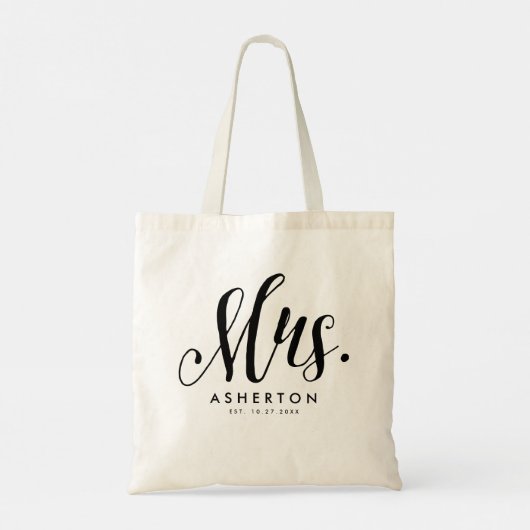 Mrs. script personalized newlywed bride トートバッグ (裏面)