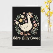 Mrs Silly Goose Playful Bride Humor Wedding カード (黄色い花)