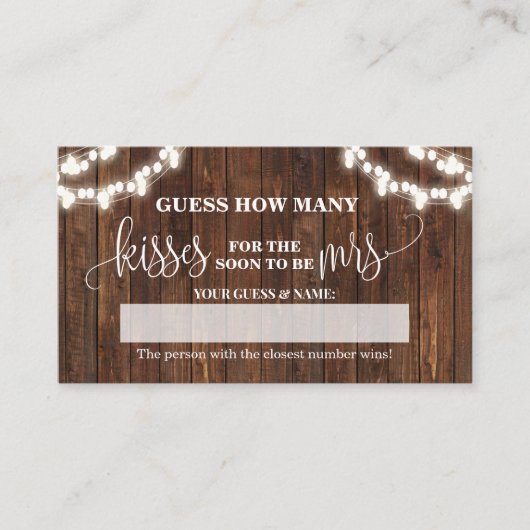 Mrs Western Game Cardのキス数 プレイスカード (正面)