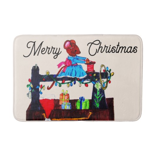 MSネズミがサンタハットを作る バスマット (正面)