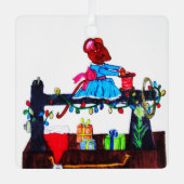 MSネズミがサンタハットを作る メタルオーナメント (正面)