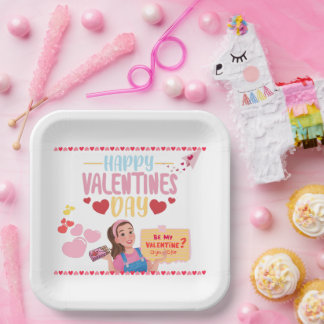 Ms.レイチェルをテーマにしたバレンタインデー紙プレート ペーパープレート