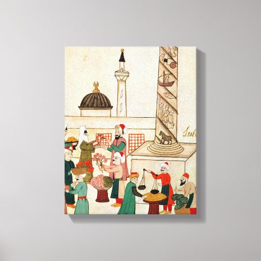 Ms 1671イスタンブールのバザール, c.1580 キャンバスプリント (正面)