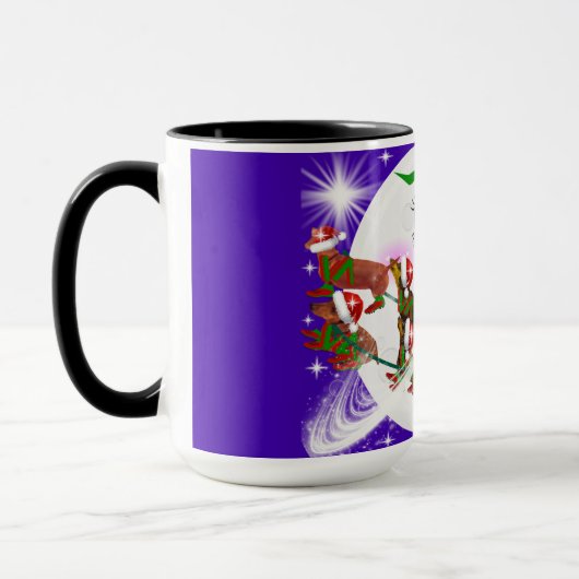 Ms. Christmas Moon Santa & Weenie Dogs Mug マグカップ (左)