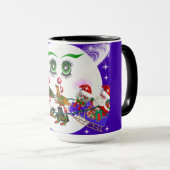 Ms. Christmas Moon Santa & Weenie Dogs Mug マグカップ (正面右)