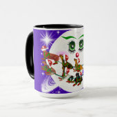 Ms. Christmas Moon Santa & Weenie Dogs Mug マグカップ (正面左)