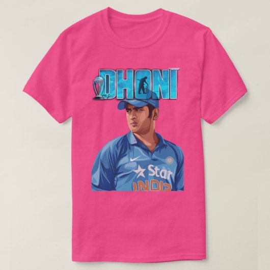 MS Dhoniインディアンクリケットチームのキング Tシャツ (デザイン正面)