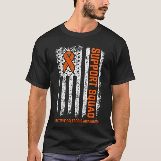 MS Flag Orange Support Squad Multiple Sclerosis Aw Tシャツ (正面)