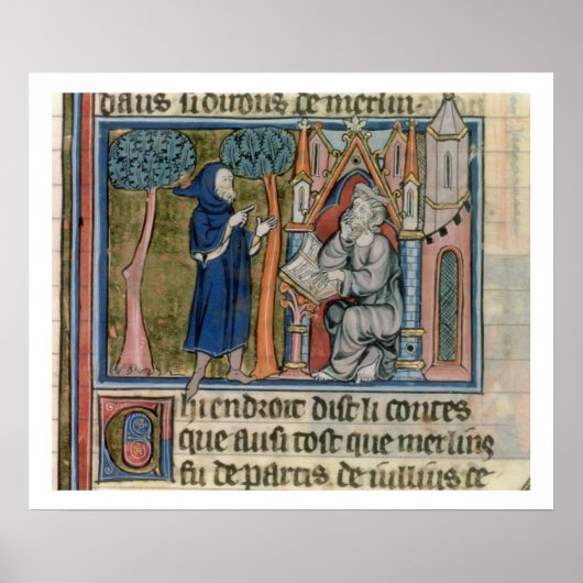 Ms Fr95 f.268メルリンはストーリーをBlaisに伝える ポスター (正面)