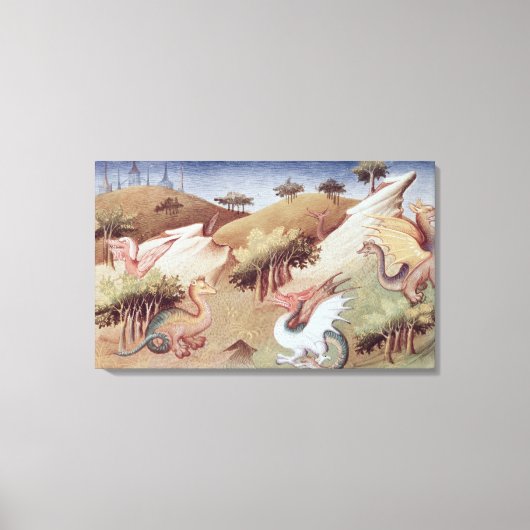 Ms Fr 2810 f.55vドラゴンおよびその他の獣 キャンバスプリント (正面)