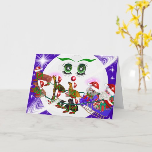 Ms. Holiday Moon & Weenie Dogs Card カード (黄色い花)